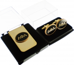 View Buying Options For The Alpha Phi Alpha Oval Medallion Cuff Links & Money Clip Set