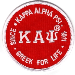 View Product Detials For The Kappa Alpha Psi Greek for Life Round Iron-On Patch