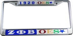 View Product Detials For The Zeta Phi Beta + Eastern Star Split Founder Year License Plate Frame