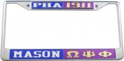 View Buying Options For The Mason - PHA + Omega Psi Phi Split License Plate Frame
