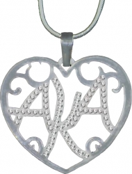 View Buying Options For The Alpha Kappa Alpha Ladies Crystal Filigree Heart Necklace