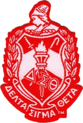 View Product Detials For The Delta Sigma Theta Crest Thin Woven Label Iron-On Patch [Pre-Pack]