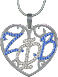 View Buying Options For The Zeta Phi Beta Ladies Crystal Filigree Heart Necklace