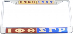 View Buying Options For The Iota Phi Theta + Sigma Gamma Rho Split Founder Year License Plate Frame