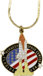 View Product Detials For The NASA Kennedy Space Center Florida USA Logo Pendant w/Necklace