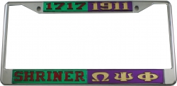 View Buying Options For The Shriner 1717 + Omega Psi Phi Split License Plate Frame