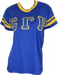 View Product Detials For The Buffalo Dallas Sigma Gamma Rho Striped V-Neck T-Shirt