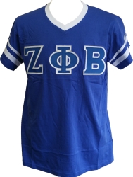 View Product Detials For The Buffalo Dallas Zeta Phi Beta Striped V-Neck T-Shirt