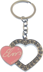 View Product Detials For The Elvis Presley Pink Heart Rhinestone Keyring