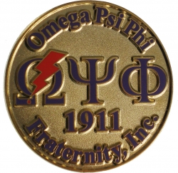 View Product Detials For The Omega Psi Phi Bolt Sandblast & Raised Lapel Pin