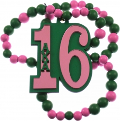 View Buying Options For The Alpha Kappa Alpha Line #16 Mirror Wood Color Bead Tiki Necklace