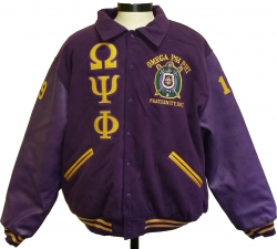 View Buying Options For The Buffalo Dallas Omega Psi Phi Varsity Jacket