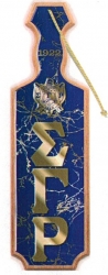 View Product Detials For The Sigma Gamma Rho Raised Mirror Letters & Crest Domed Wood Paddle