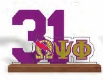 View Buying Options For The Omega Psi Phi Acrylic Desktop Line #31 With Wooden Base