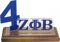 View Buying Options For The Zeta Phi Beta Acrylic Desktop Line #4 With Wooden Base