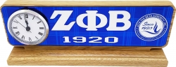 View Buying Options For The Zeta Phi Beta Wood Desk Top Clock