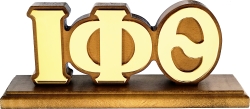 View Buying Options For The Iota Phi Theta Wood Desk Top Letters With Color Base