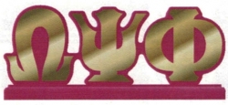 View Buying Options For The Omega Psi Phi Wood Desk Top Letters With Color Base