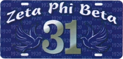 View Buying Options For The Zeta Phi Beta Printed Graphic Raised Line #31 License Plate