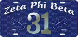 View Buying Options For The Zeta Phi Beta Printed Line #31 License Plate