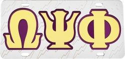 View Buying Options For The Omega Psi Phi Lightening Bolt Symbol Satin Background Tag License Plate