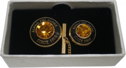 View Product Detials For The Alpha Phi Alpha Diamond Cut Signet Stone Lapel Pin and Tie Tack Set