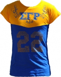 View Product Detials For The Big Boy Sigma Gamma Rho Rhinestone Divine 9 S2 Fitted Ladies Tee