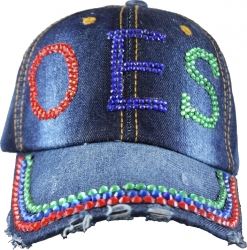 View Buying Options For The Eastern Star Distressed Denim Rhinestone Ladies Cap