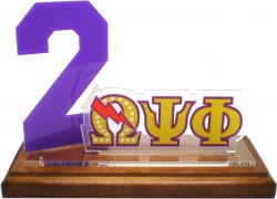 View Buying Options For The Omega Psi Phi Acrylic Desktop Line #2 With Wooden Base