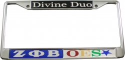 View Product Detials For The Zeta Phi Beta + Eastern Star Split Divine Duo License Plate Frame