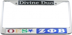 View Product Detials For The Eastern Star + Zeta Phi Beta Split Divine Duo License Plate Frame