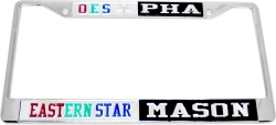 View Product Detials For The Eastern Star + Mason - PHA Split License Plate Frame