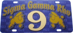 View Buying Options For The Sigma Gamma Rho Printed Graphic Raised Line #9 License Plate