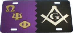 View Product Detials For The Omega Psi Phi + Mason Split Mirror License Plate