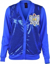 View Product Detials For The Big Boy Sigma Gamma Rho Sequins Divine 9 Ladies Cardigan