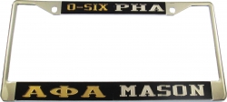 View Buying Options For The Alpha Phi Alpha O-Six + Mason PHA Split License Plate Frame