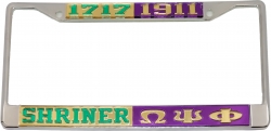 View Buying Options For The Shriner 1717 + Omega Psi Phi Split License Plate Frame