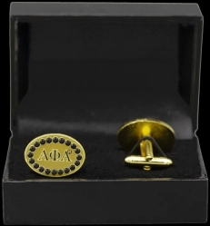 View Buying Options For The Alpha Phi Alpha Crystal Oval Mens Cuff Links