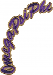 View Product Detials For The Omega Psi Phi Script Large Tackle Twill Rocker Iron-On Patch