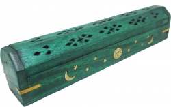 View Buying Options For The New Age Carved Coffin Celestial Brass Inlay Ash Catcher Incense Stick & Cone Holder
