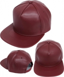 View Buying Options For The Plain 5 Panel PU Leather Snapback Mens Cap