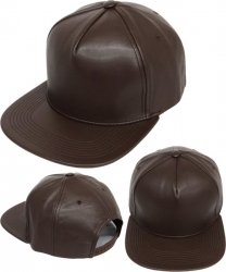 View Buying Options For The Plain 5 Panel PU Leather Snapback Mens Cap