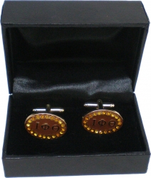 View Product Detials For The Iota Phi Theta Crystal Oval Mens Cuff Links