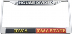 View Buying Options For The Iowa + Iowa State House Divided Split License Plate Frame