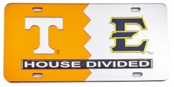 View Buying Options For The Tennessee + East Tennessee State (ETSU) House Divided Split License Plate Tag