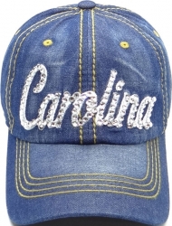 View Buying Options For The Carolina Rhinestone Bling Text Stitch Denim Ladies Cap