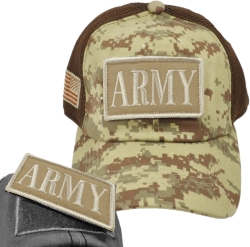 View Product Detials For The Army Text Patch Meshback Mens Cap