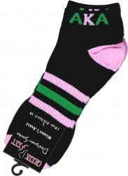 View Buying Options For The Alpha Kappa Alpha Striped Pair Ladies Ankle Socks