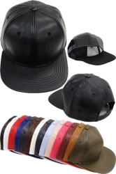 View Buying Options For The Plain PU Leather Flatbill Mens Snapback Cap
