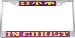 View Buying Options For The Omega Psi Phi In Christ License Plate Frame